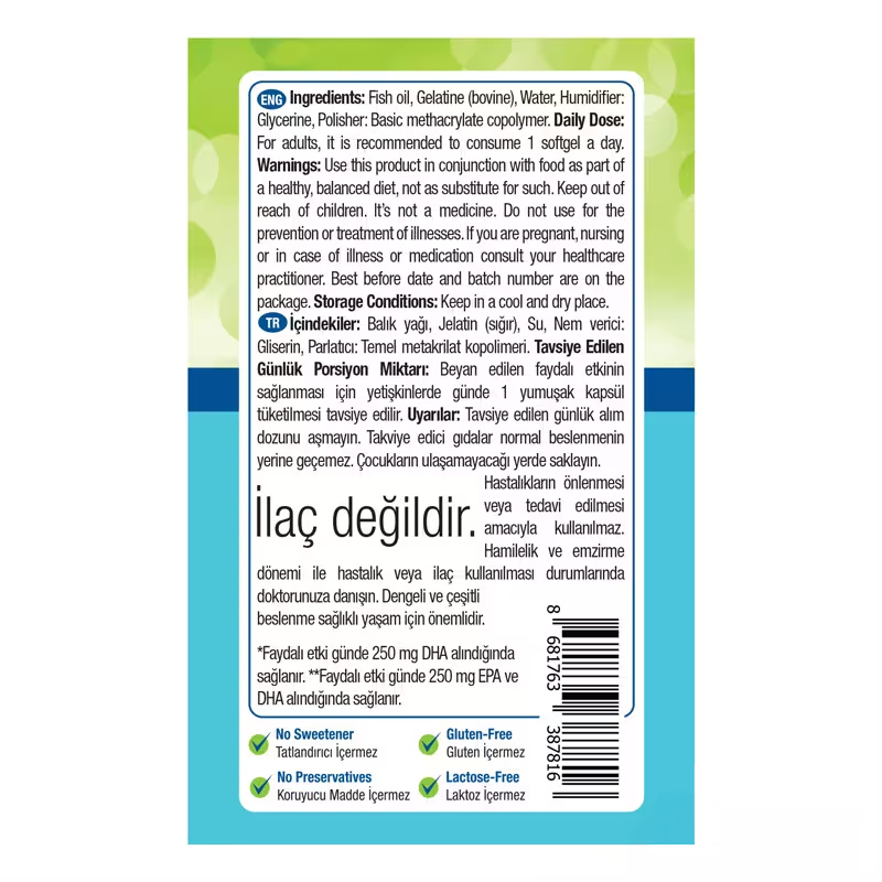 Omega 3 1000 Mg 2 x 60 Kapsül